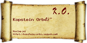 Kopstein Orbó névjegykártya